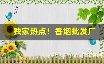 独家热点！香烟批发厂家直销一手货源全网最低价“播土扬尘”