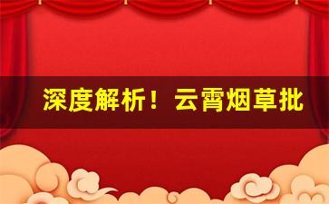 深度解析！云霄烟草批发官网“打乡谈”