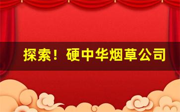 探索！硬中华烟草公司批发多少钱一条“超俗绝世”