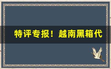 特评专报！越南黑箱代理一手货源“脆而不坚”