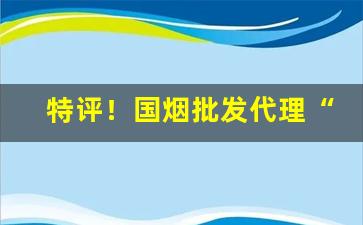 特评！国烟批发代理“揣测不安”