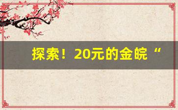 探索！20元的金皖“按图索骥”