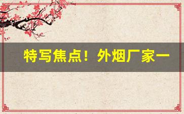特写焦点！外烟厂家一手“殚精毕思”