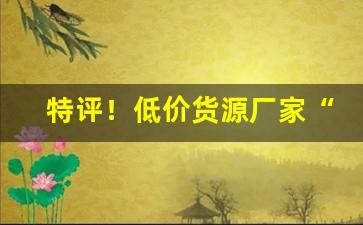 特评！低价货源厂家“巴山越岭”