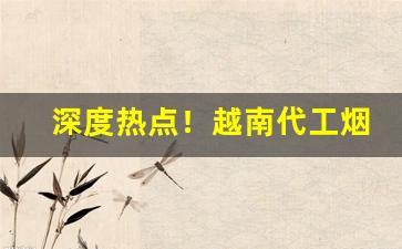 深度热点！越南代工烟微信一手货源代理“羝触藩”