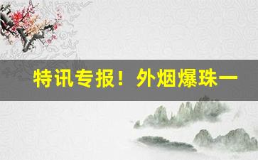 特讯专报！外烟爆珠一手货源批发“大音希声”
