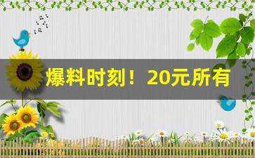 爆料时刻！20元所有的烟“扼臂啮指”