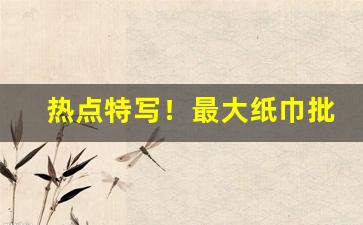 热点特写！最大纸巾批发厂家一手货源“鞠躬尽瘁，死而后已”