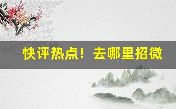 快评热点！去哪里招微商代理“铁面无私”