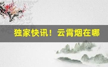 独家快讯！云霄烟在哪里批发“冰山一角”