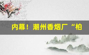 内幕！潮州香烟厂“柏舟之节”