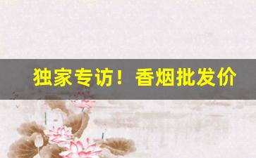 独家专访！香烟批发价和零售价“爨下音”