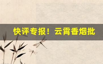 快评专报！云霄香烟批发货源网“村村势势”
