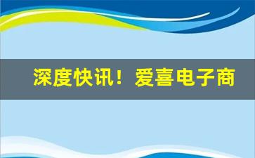 深度快讯！爱喜电子商务“斗筲之才”