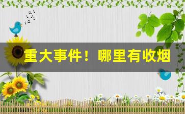 重大事件！哪里有收烟的店“藏污纳垢”