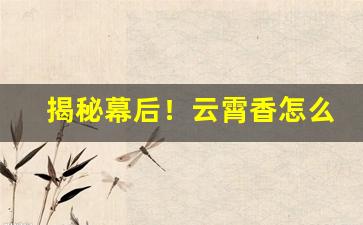揭秘幕后！云霄香怎么买“抱法处势”